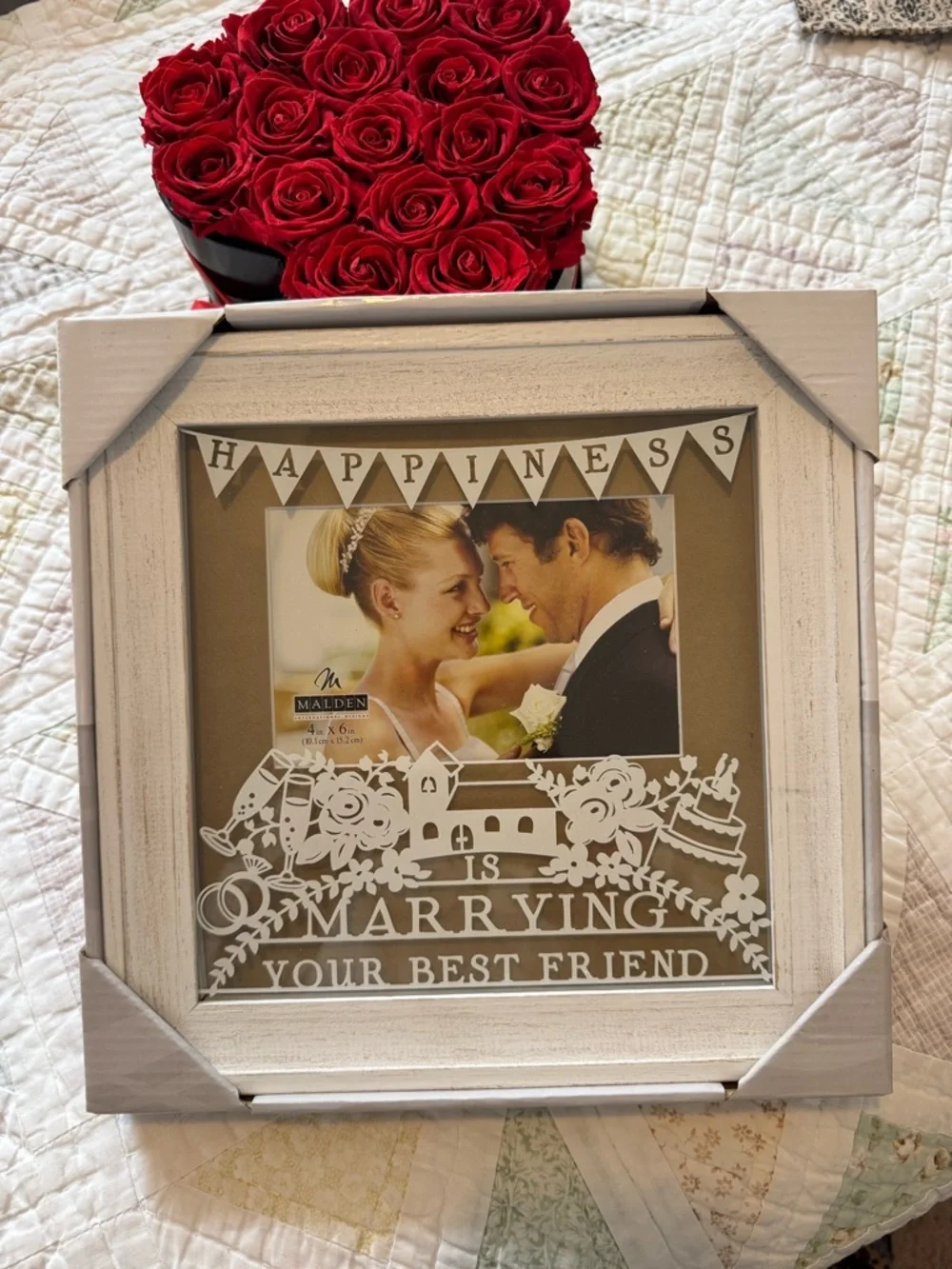 Malden Wedding Picture Frame 4x6 “Happiness is Marrying Your Best Friend”